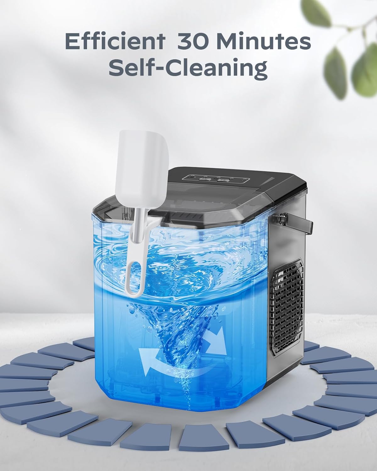 Ice Maker Countertop, Portable Ice Machine with Carry Handle,9 Cubes in 6 Mins, 26 lbs per Day, Ideal for Home, Kitchen, Camping, RV